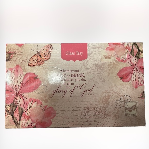 Christian Art Gifts-Boxed Glass Tray”The Glory of God” Bible Verse 14”x8”🌸 - Picture 2 of 3